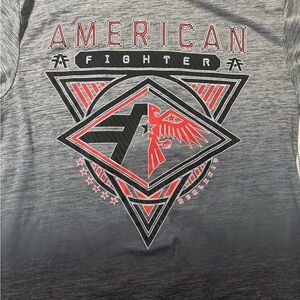 American Fighter Gray and Red Short Sleeve Tee